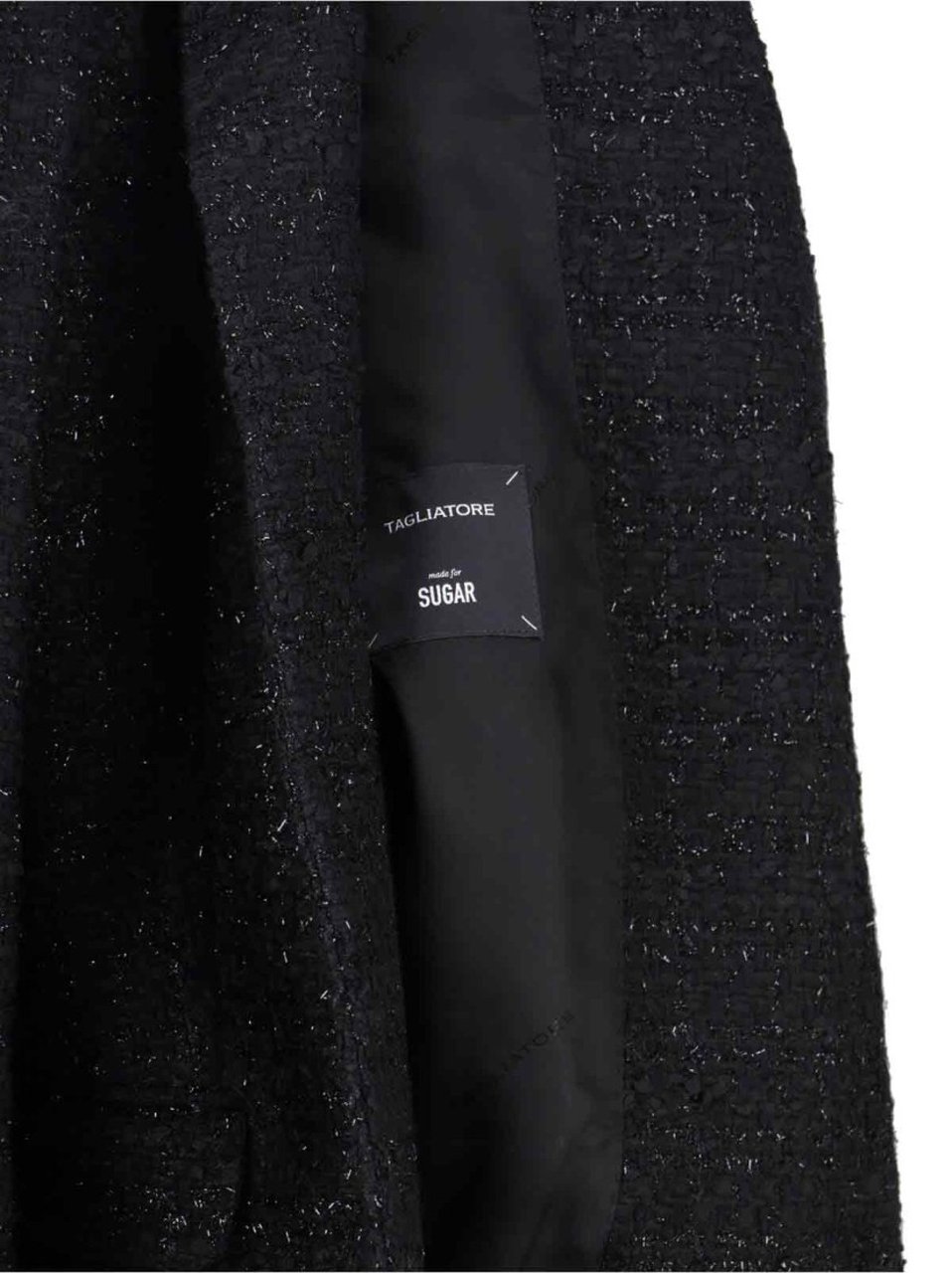 Tagliatore Tailored Black Jacket With Notched Lapel And Textured Fabric Zwart