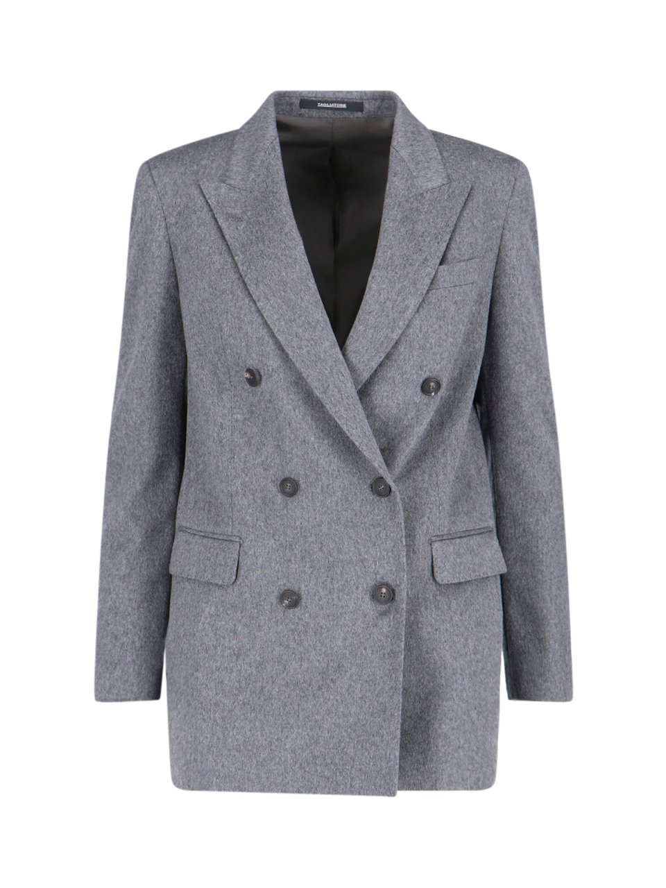 Tagliatore Grey Double-Breasted Cashmere Blazer Grijs