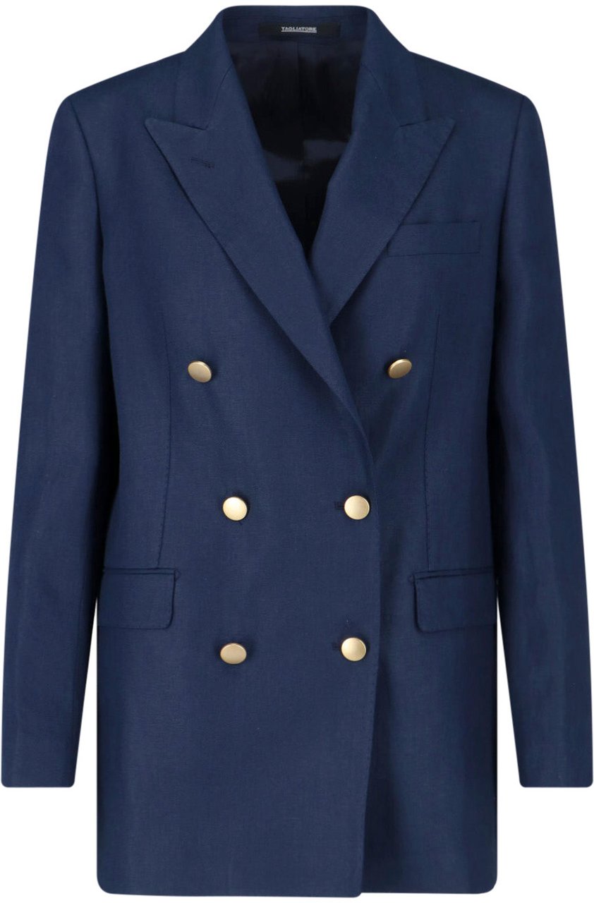 Tagliatore Navy Blue J-Jasmine Double-Breasted Blazer Blauw