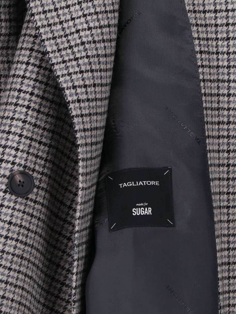 Tagliatore Double-Breasted Pied de Poule Blazer in Grey Wool Blend Grijs