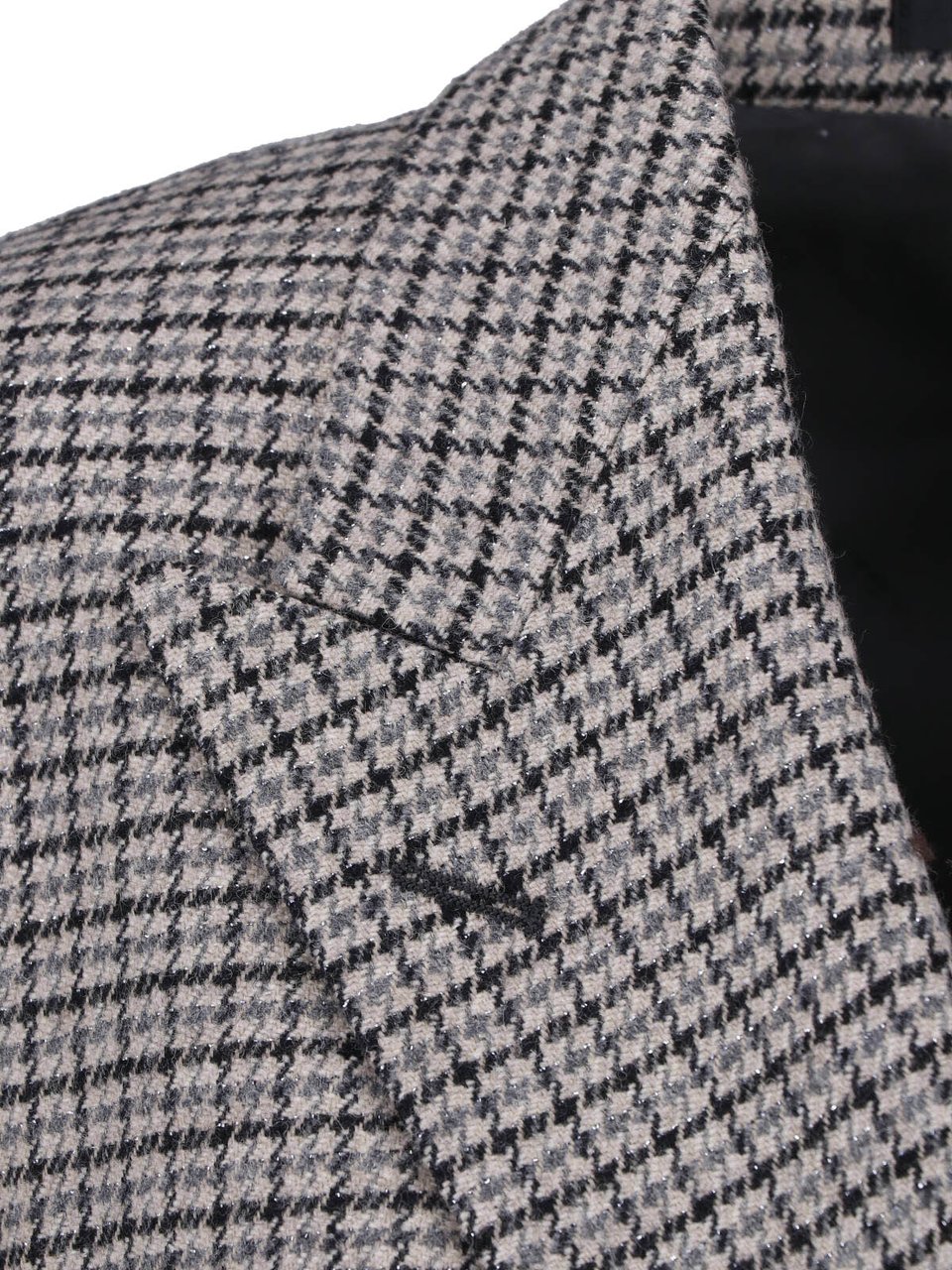 Tagliatore Double-Breasted Pied de Poule Blazer in Grey Wool Blend Grijs