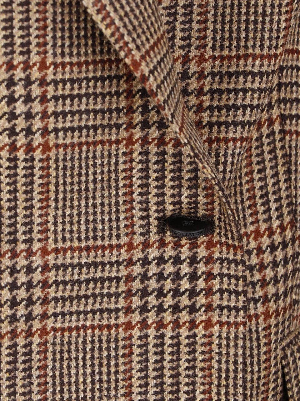 Tagliatore Pied de Poule Patterned Double-Breasted Blazer in Virgin Wool Bruin