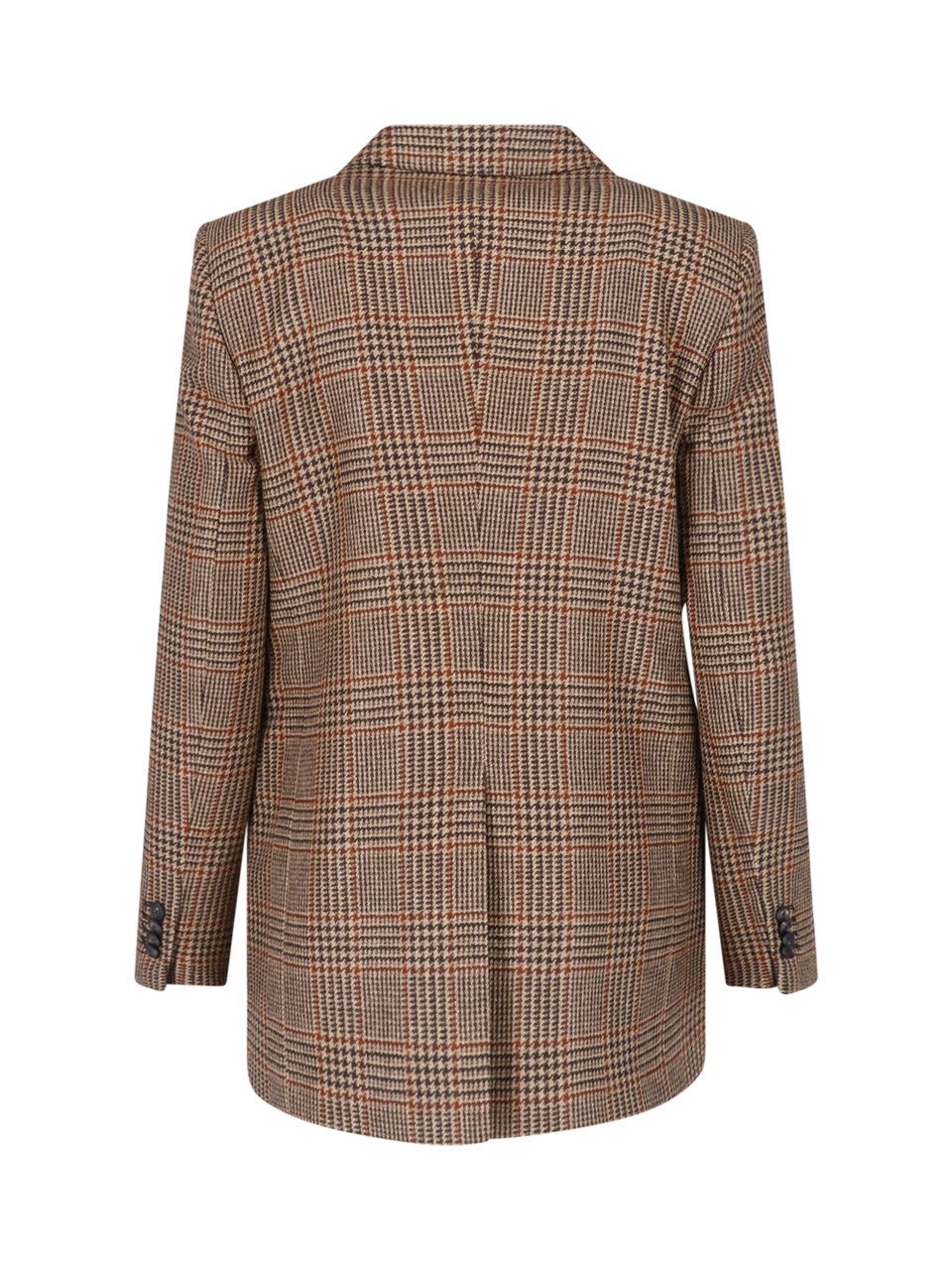 Tagliatore Pied de Poule Patterned Double-Breasted Blazer in Virgin Wool Bruin
