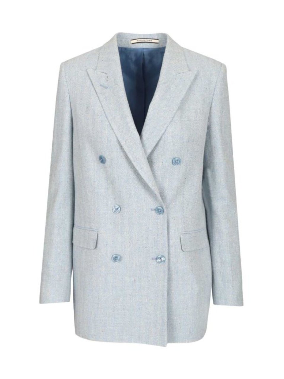 Tagliatore Light Blue Double Breasted Peak Lapels Blazer Wit