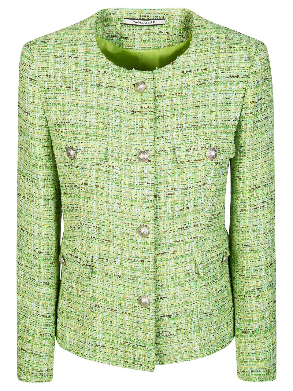 Tagliatore Green Tweed Textured Checked Jacket Groen