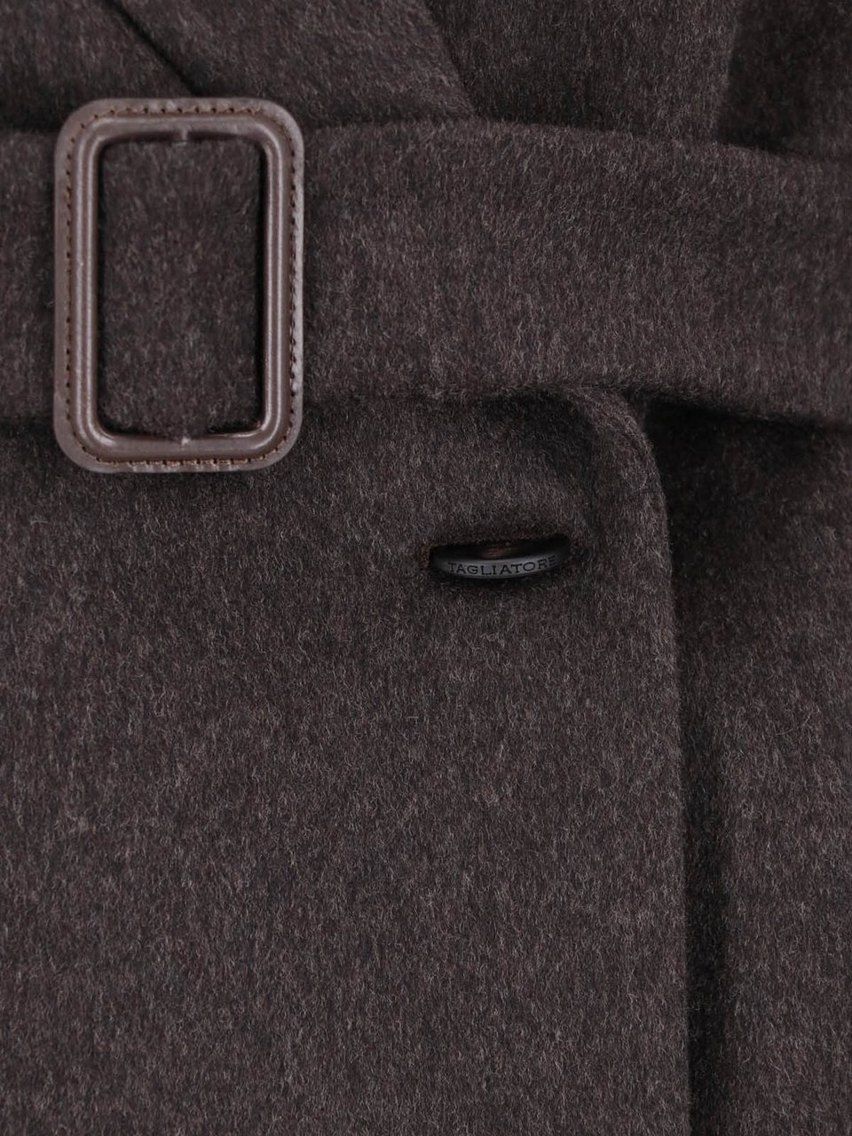 Tagliatore Double-Breasted Virgin Wool Coat with Notched Lapel and Elegant Belt Bruin