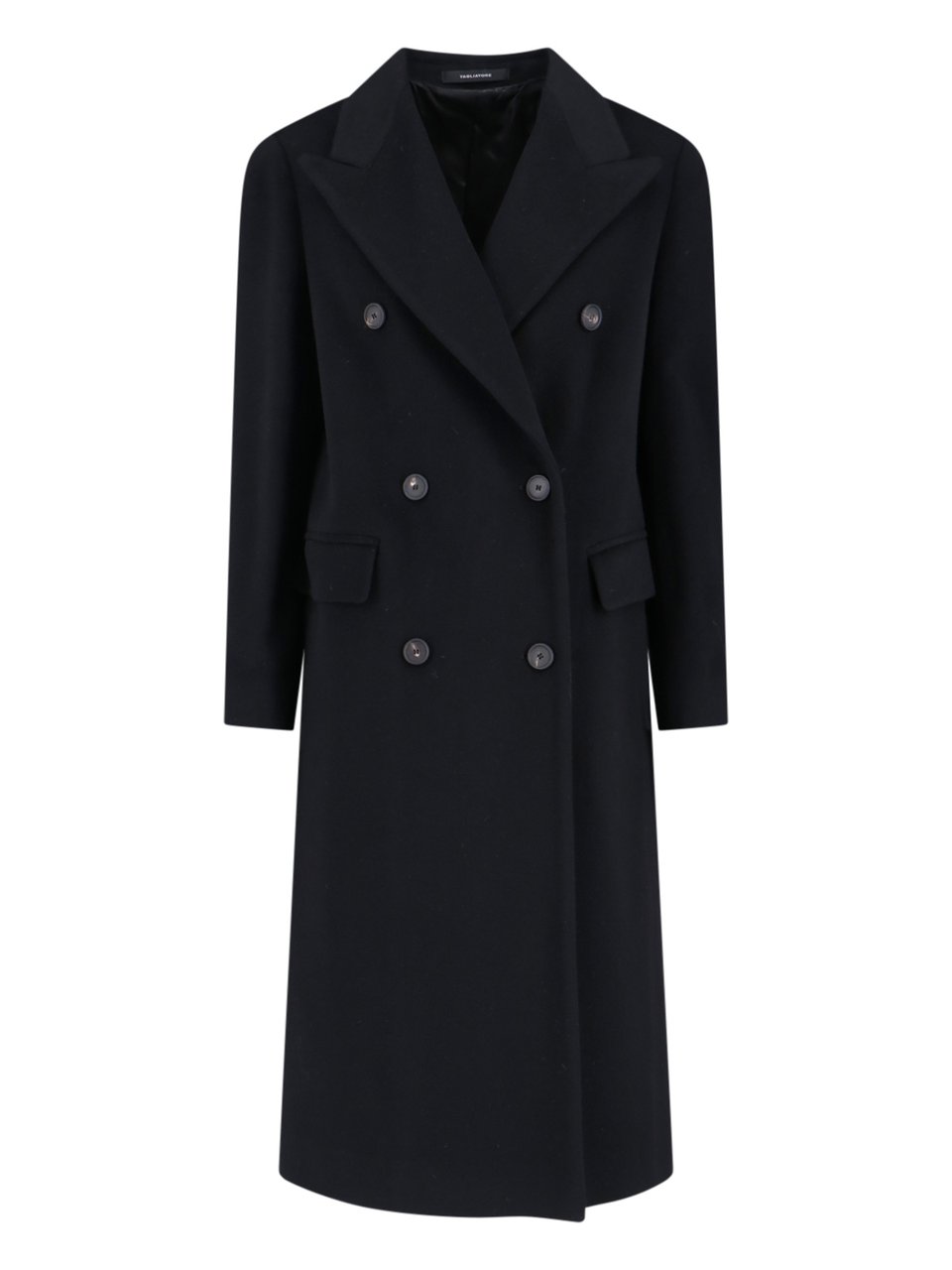 Tagliatore Black Jole Double-Breasted Cashmere Coat Zwart