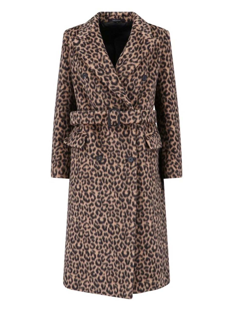 Tagliatore Jole Coat Midi Double-Breasted – Brown Animalier Bruin