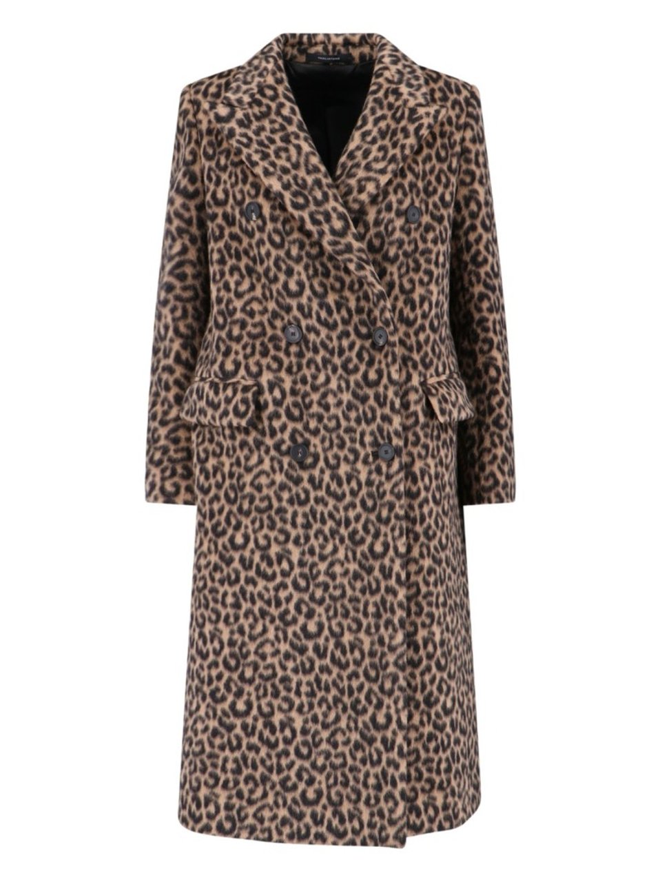 Tagliatore Jole Coat Midi Double-Breasted – Brown Animalier Bruin