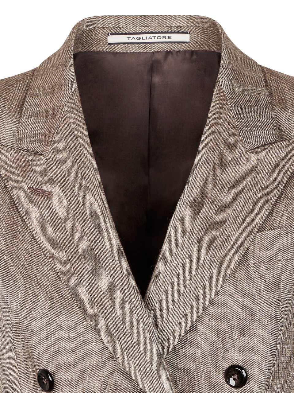Tagliatore Double-Breasted Tailored Jacket in Subtle Brown Grijs