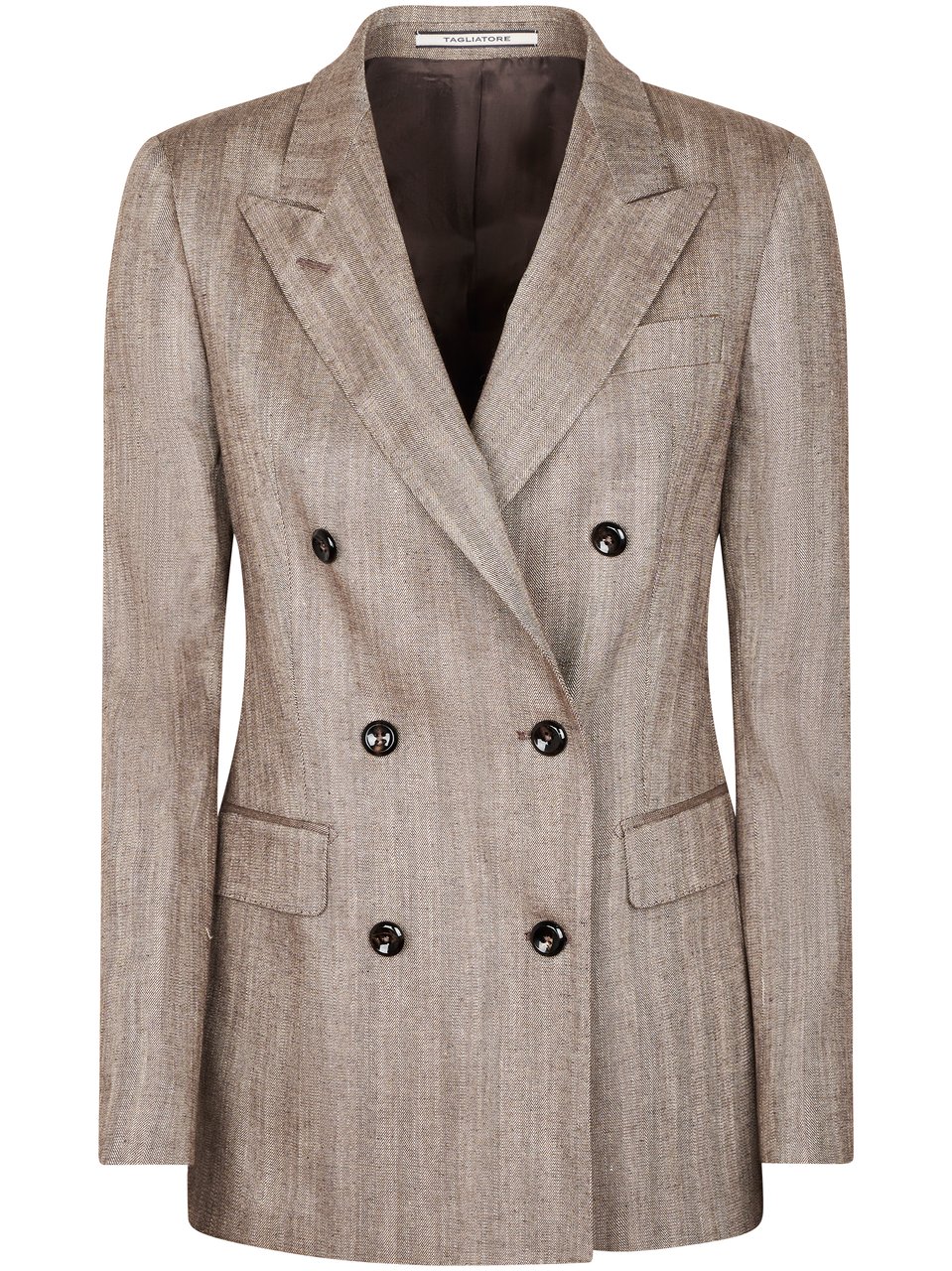 Tagliatore Double-Breasted Tailored Jacket in Subtle Brown Grijs
