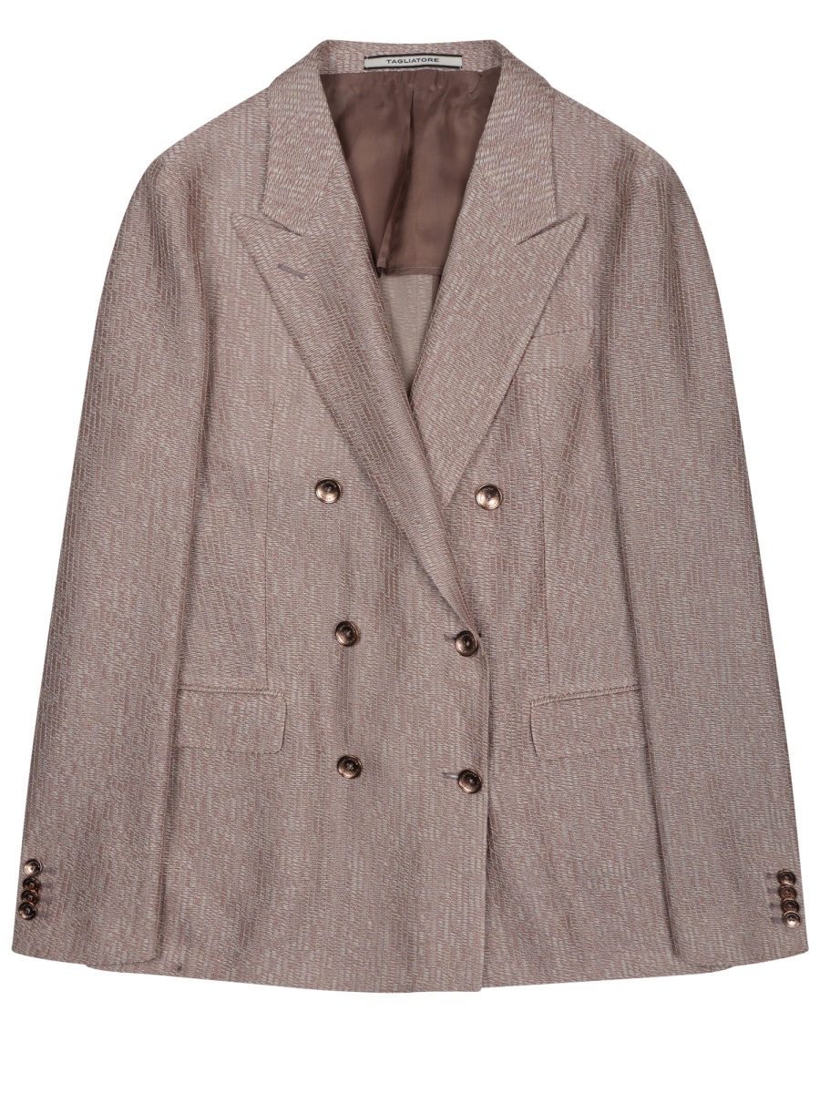 Tagliatore Cotton Structured Front Flap Blazer Grijs