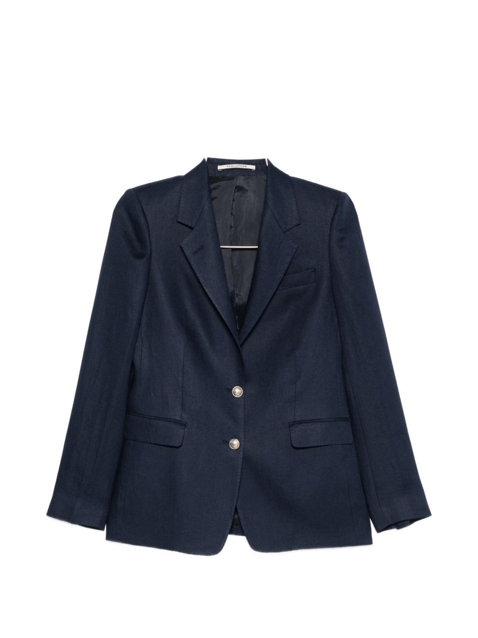 Tagliatore Blue Classic Lapels Linen Blazer Zwart