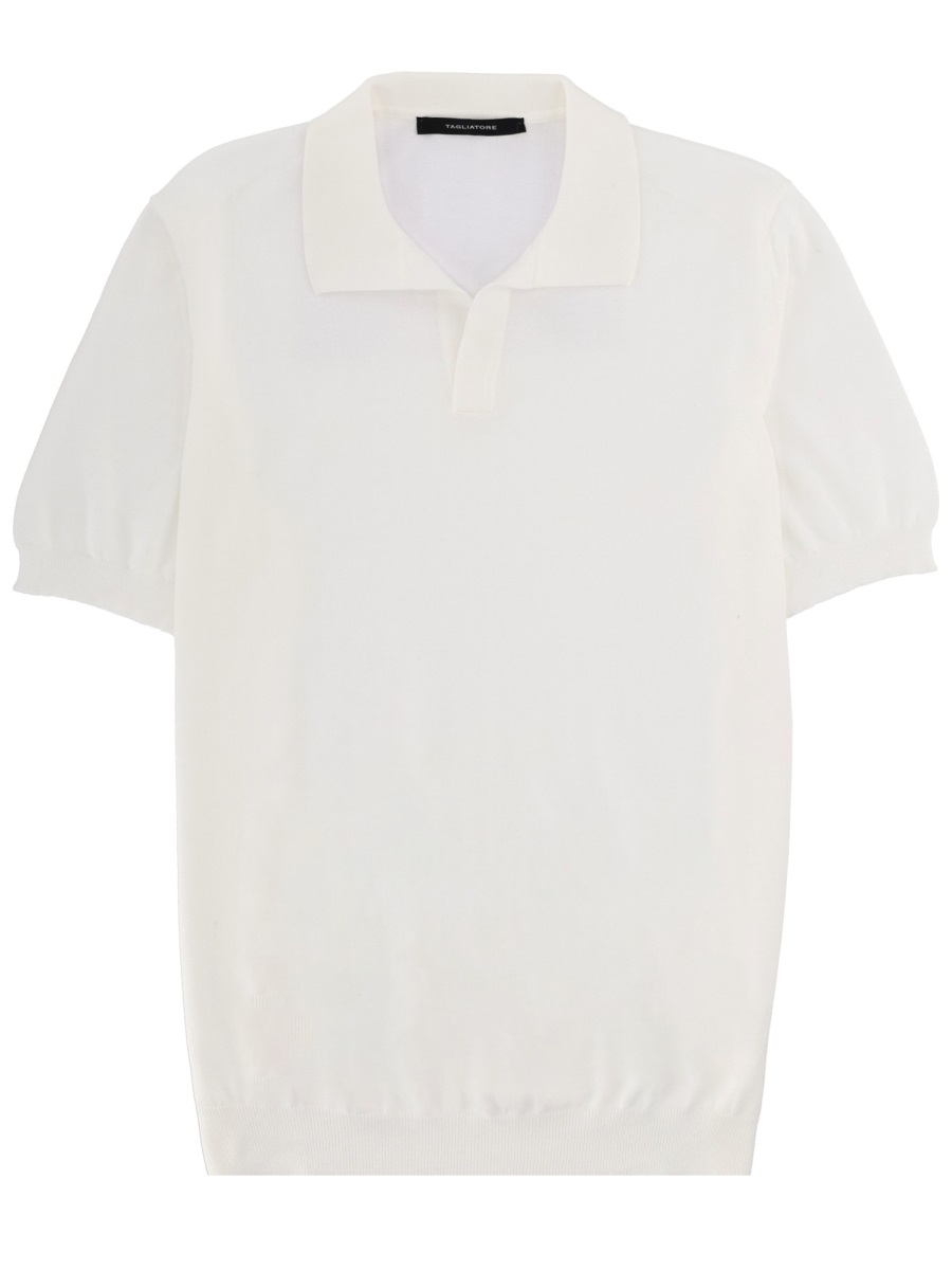 Tagliatore Soft Cotton Ribbed Polo Shirt Wit