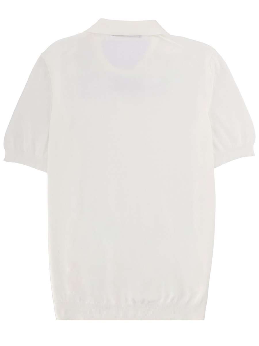 Tagliatore Soft Cotton Ribbed Polo Shirt Wit