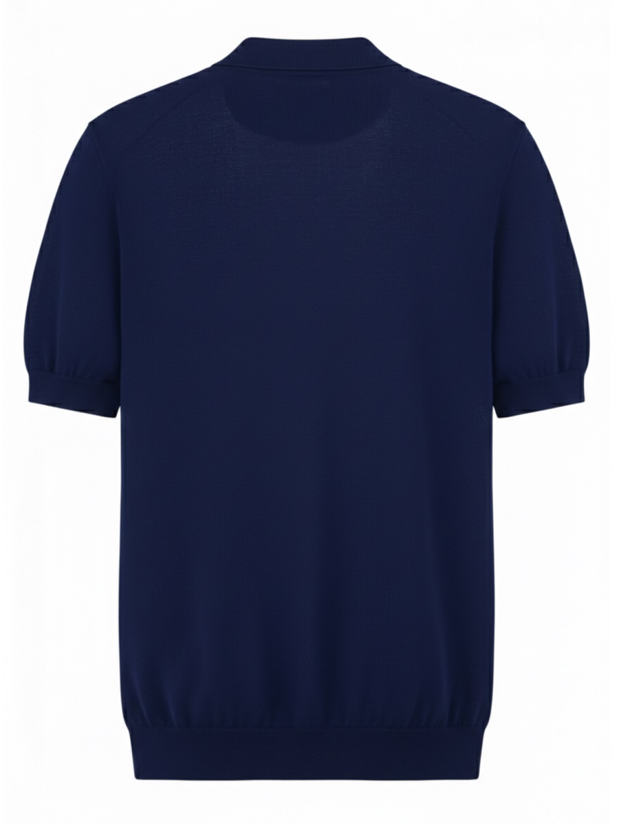 Tagliatore Minimalist V-Neck Cotton Polo Shirt Zwart