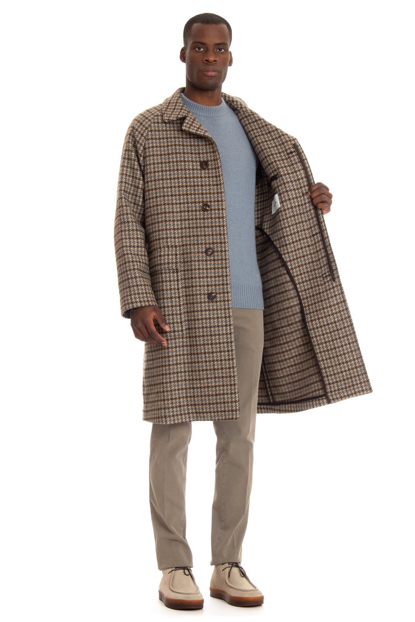 Tagliatore Houndstooth Coat Model Loyd Roze