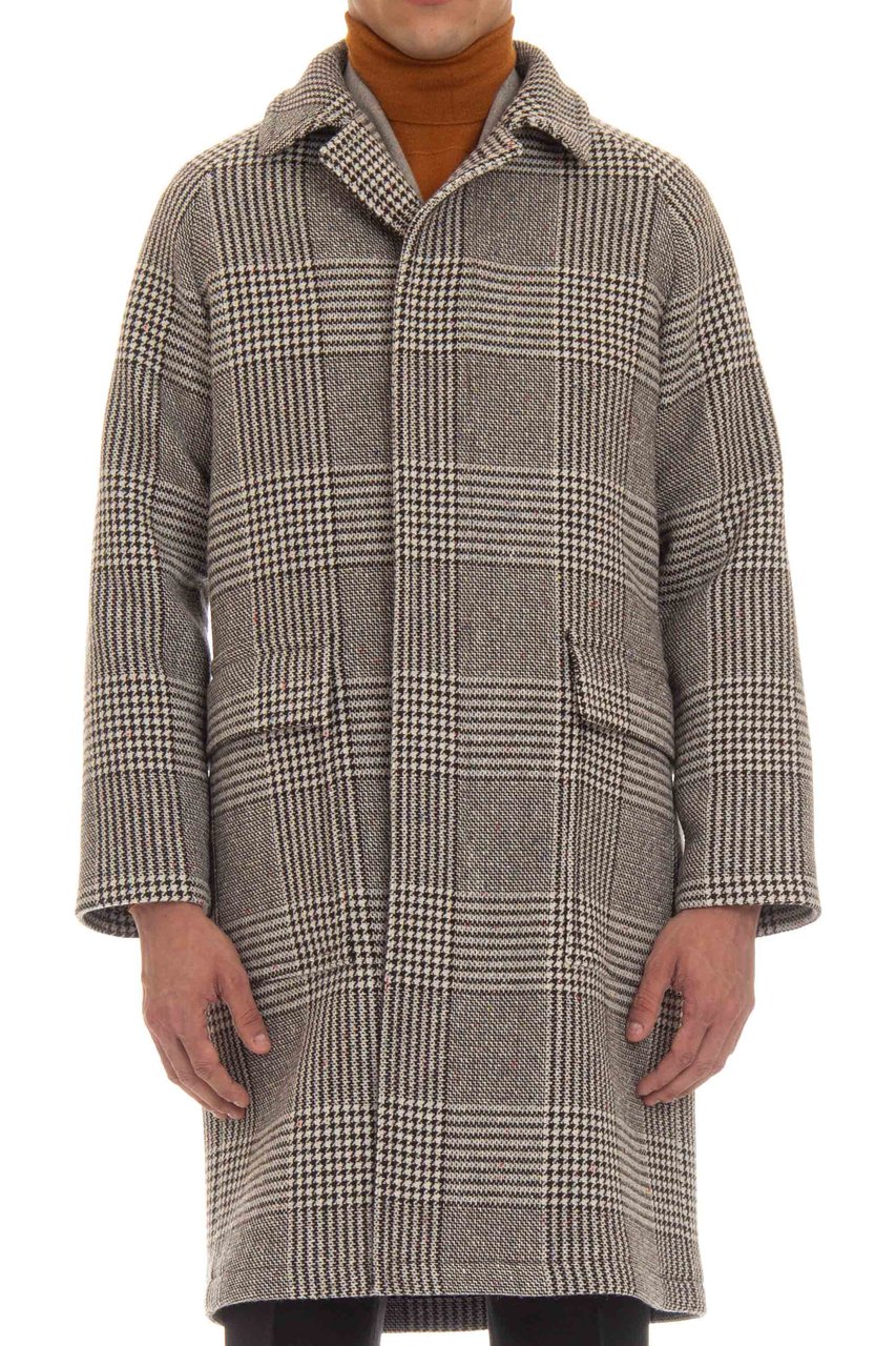 Tagliatore Salt & Pepper Prince of Wales Coat Bruin