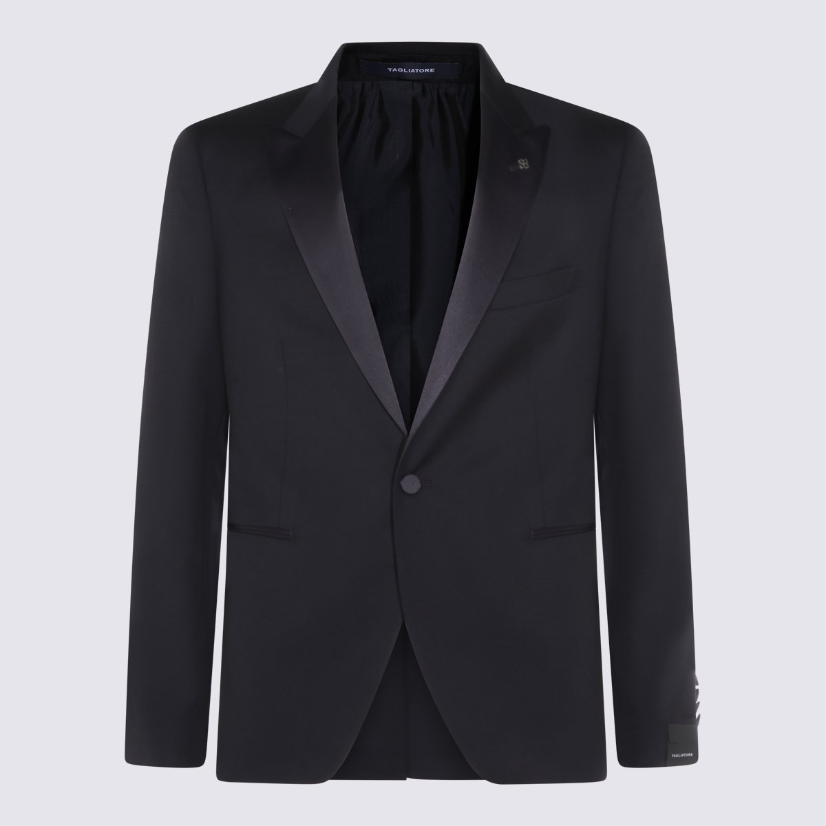Tagliatore Tailored Black Tuxedo Jacket and Trousers Set Zwart