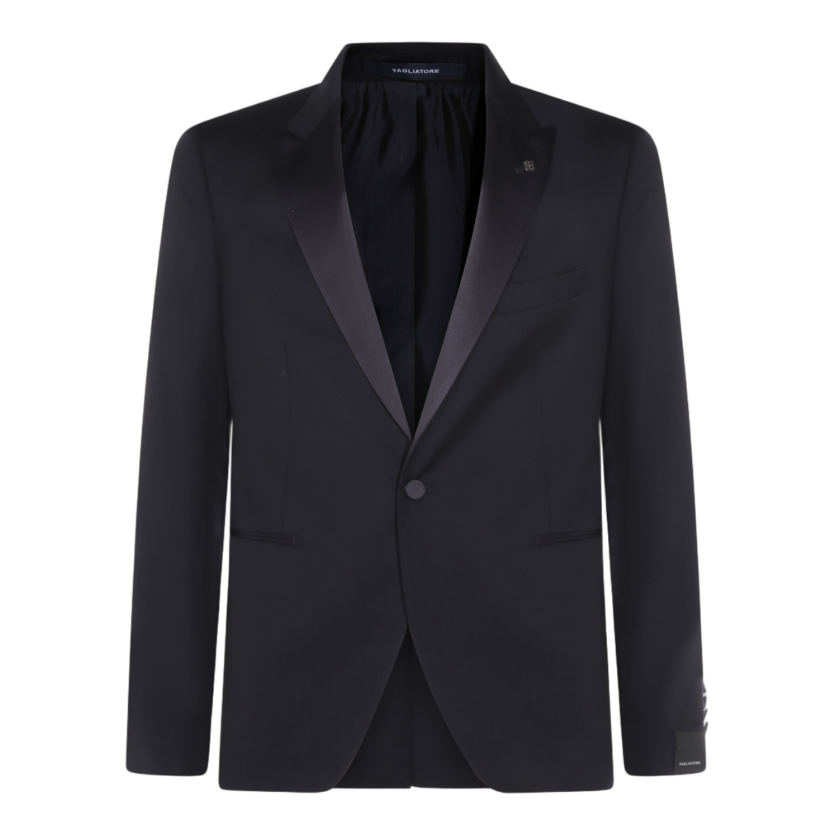Tagliatore Tailored Black Tuxedo Jacket and Trousers Set Zwart