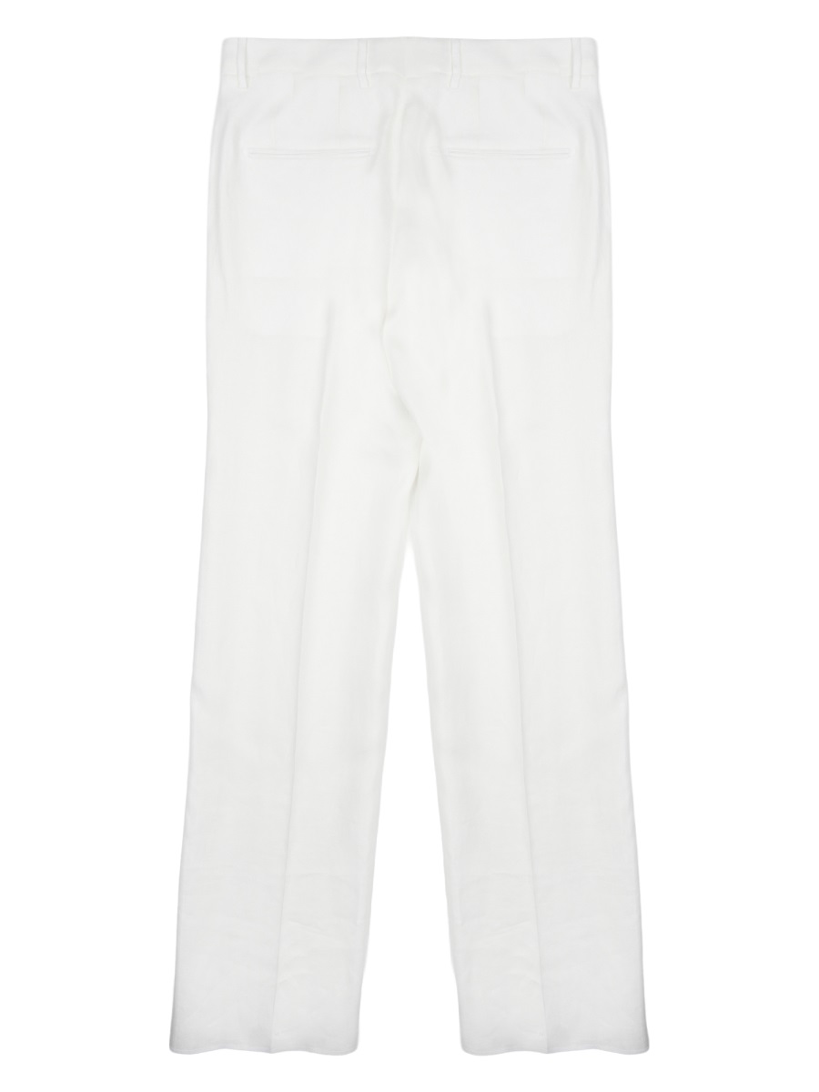 Tagliatore Straight-Leg White Linen Trousers with Classic Waistband Wit