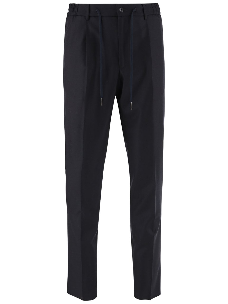 Tagliatore Tailored Stretch Wool Pants With Adjustable Waist And Pressed Pleats Blauw
