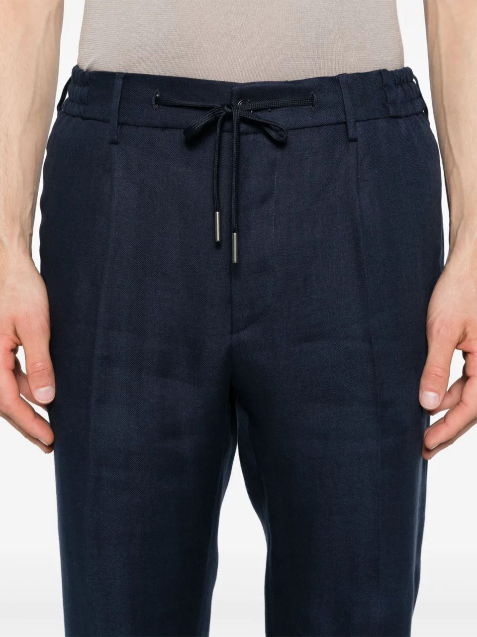 Tagliatore Tailored Tapered Drawstring Icoman Trousers Zwart
