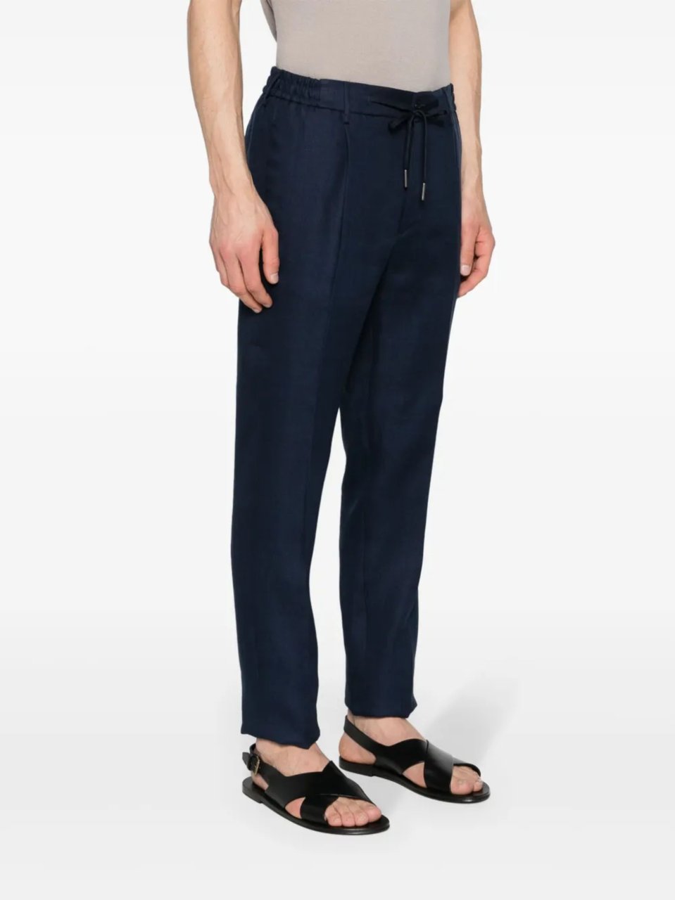 Tagliatore Tailored Tapered Drawstring Icoman Trousers Zwart