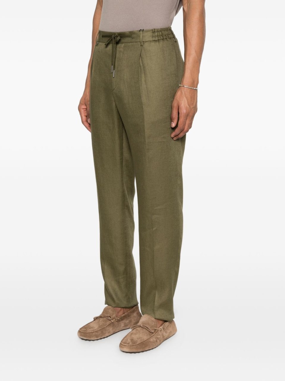 Tagliatore Olive Green Icoman Pleated Trousers Groen