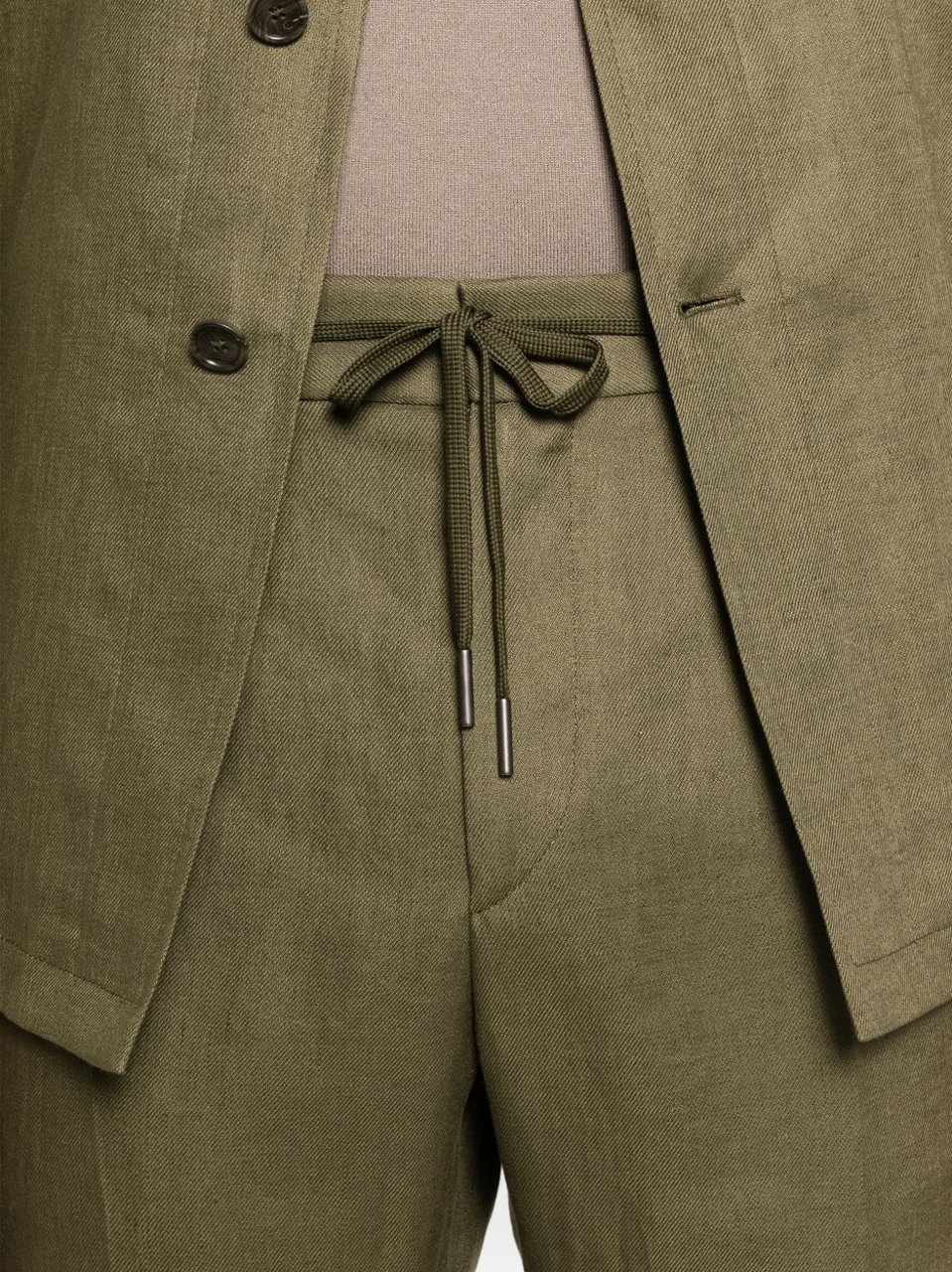 Tagliatore Olive Green Icoman Pleated Trousers Groen