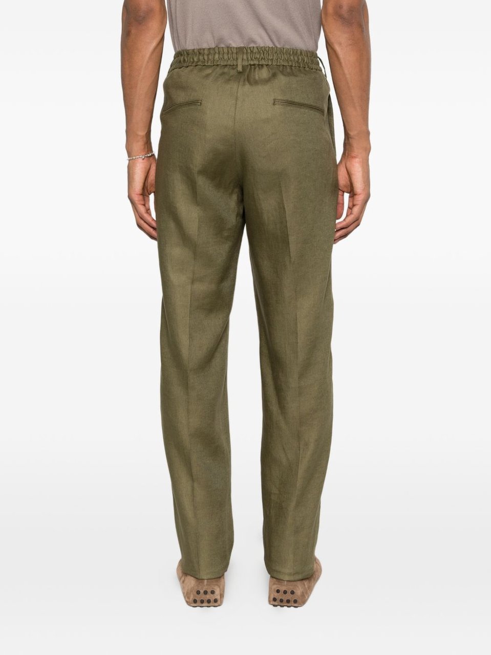 Tagliatore Olive Green Icoman Pleated Trousers Groen
