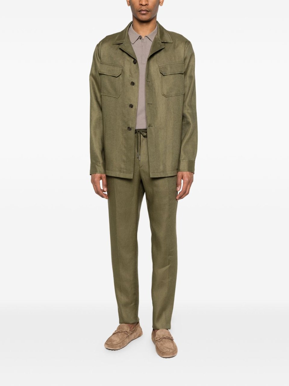 Tagliatore Olive Green Icoman Pleated Trousers Groen