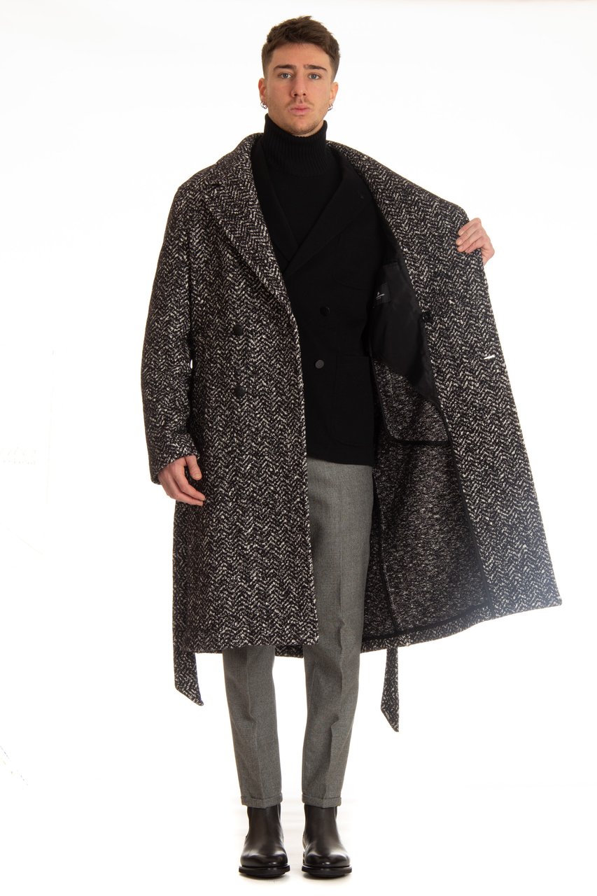 Tagliatore Royce Wool-Cotton Double-Breasted Coat Grijs