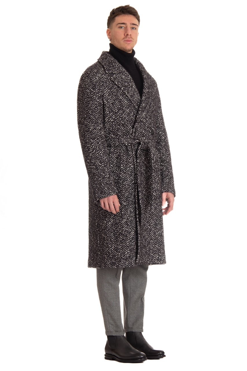 Tagliatore Royce Wool-Cotton Double-Breasted Coat Grijs