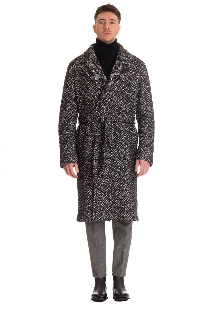 Tagliatore Royce Wool-Cotton Double-Breasted Coat Grijs