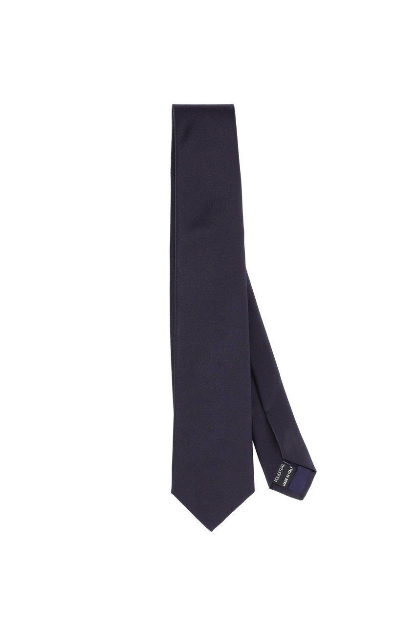Tagliatore Pure Silk Solid Satin Tie Blauw
