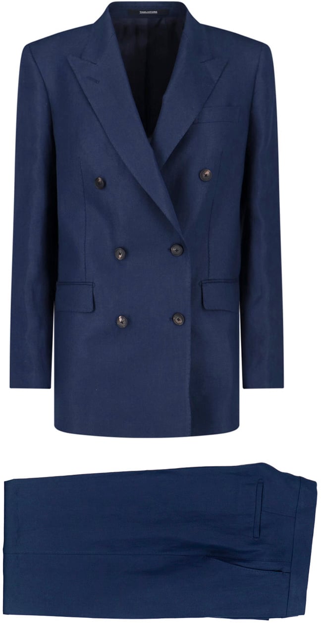 Tagliatore Navy T Jasmine Tailored Linen Suit Blauw