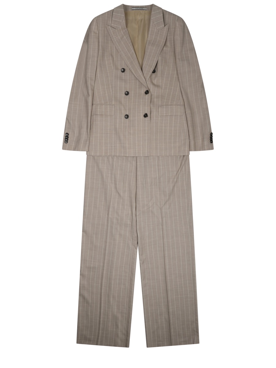 Tagliatore Wool Silk Blend Pinstripe Suit Grijs