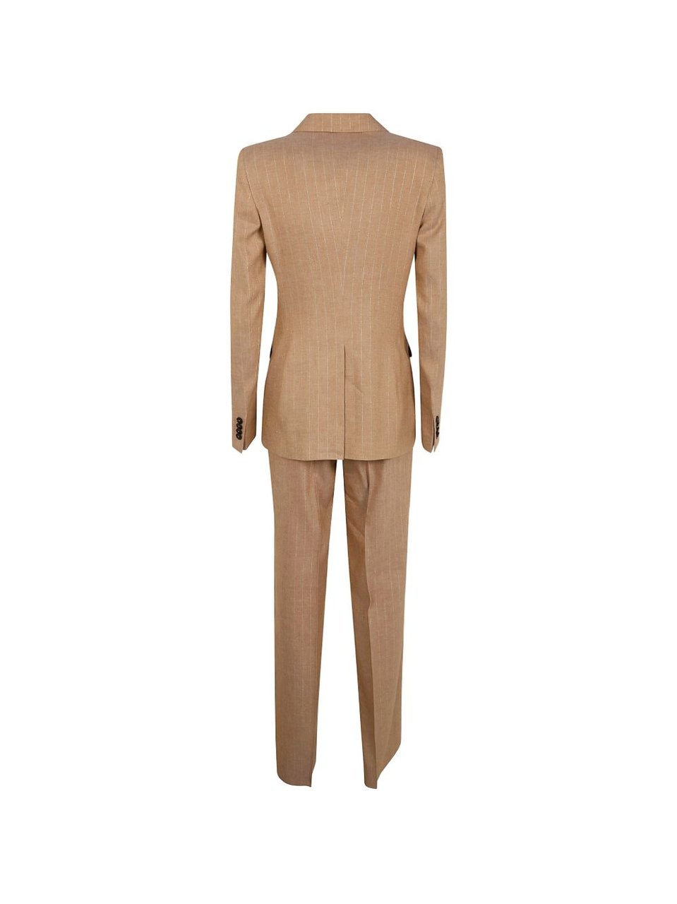 Tagliatore Brown Striped Double Breasted Linen-Viscose Suit Neutraal