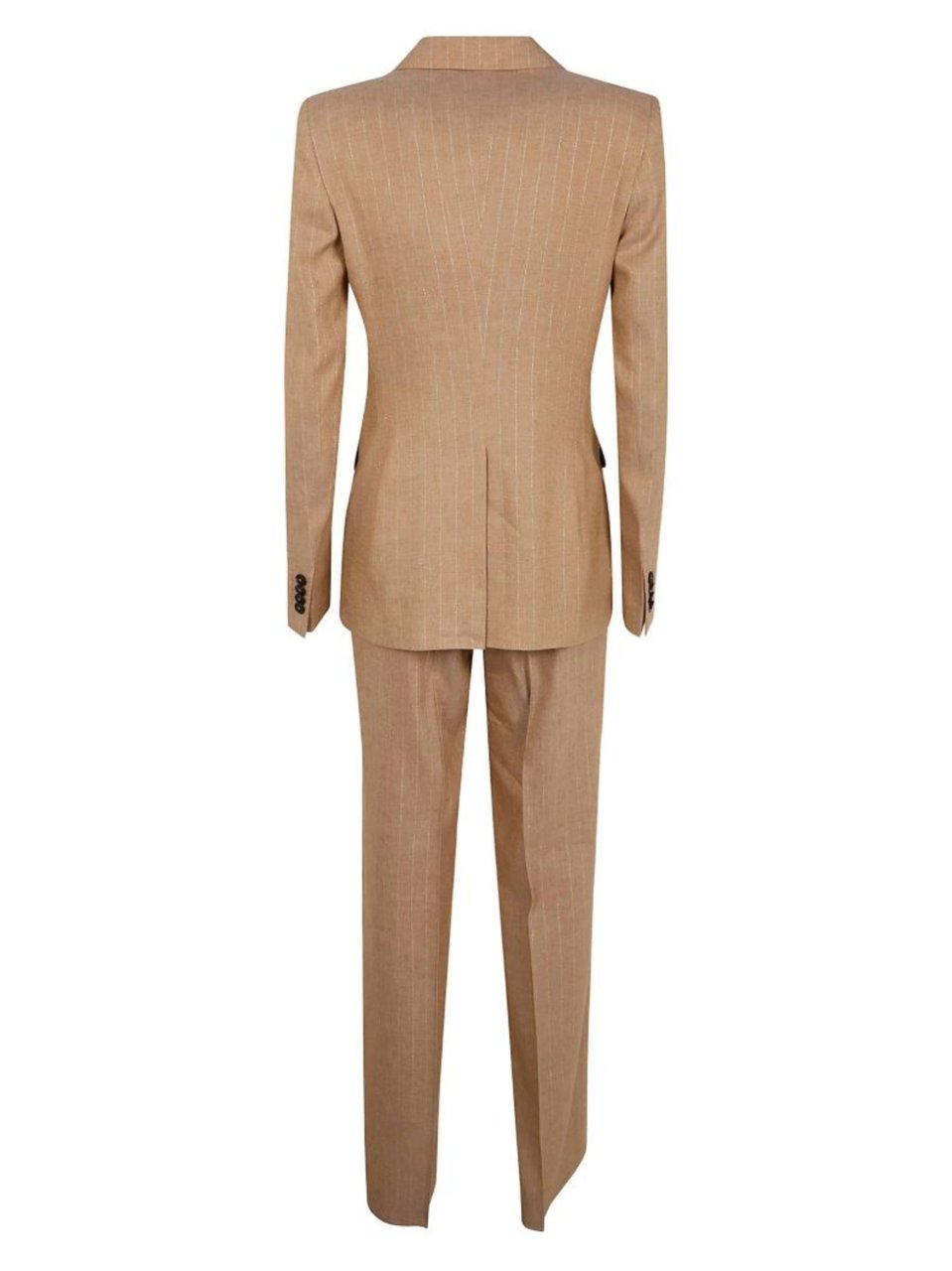 Tagliatore Brown Striped Double Breasted Linen-Viscose Suit Neutraal
