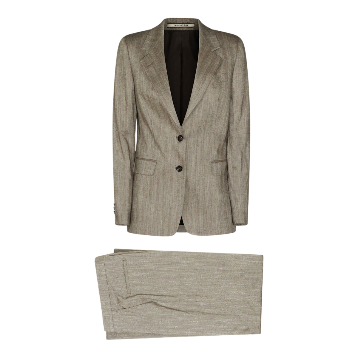Tagliatore Tailored Herringbone Blazer And Trousers Set Grijs