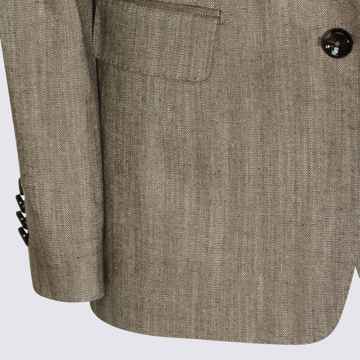 Tagliatore Tailored Herringbone Blazer And Trousers Set Grijs