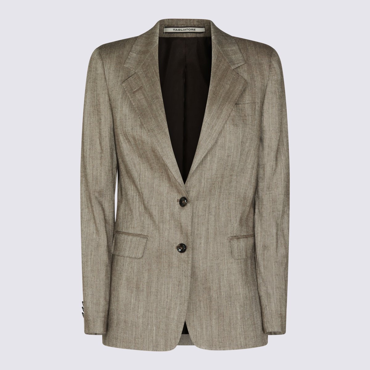 Tagliatore Tailored Herringbone Blazer And Trousers Set Grijs