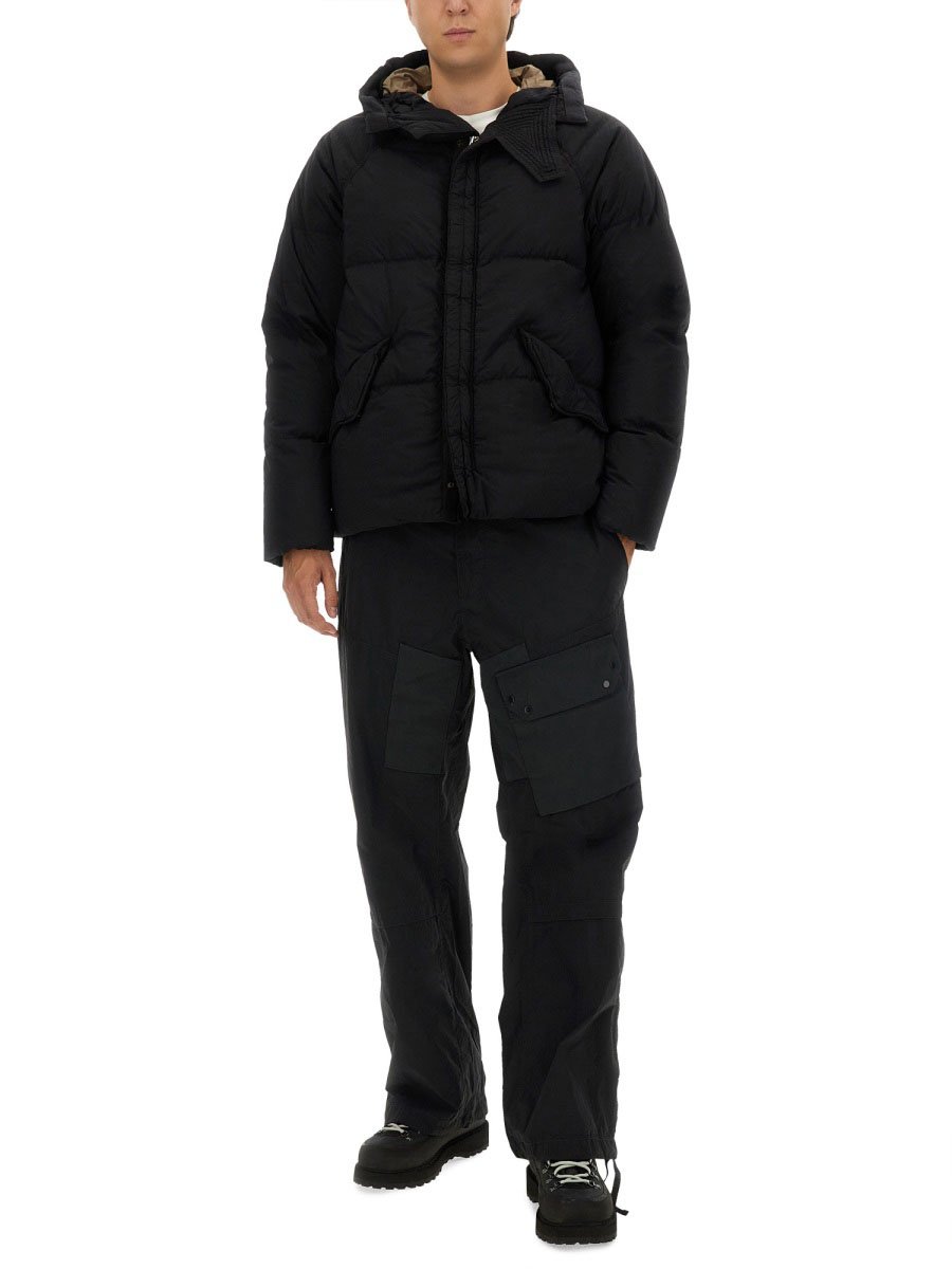 Ten C Puffer Down Jacket With High Collar And Hood Zwart