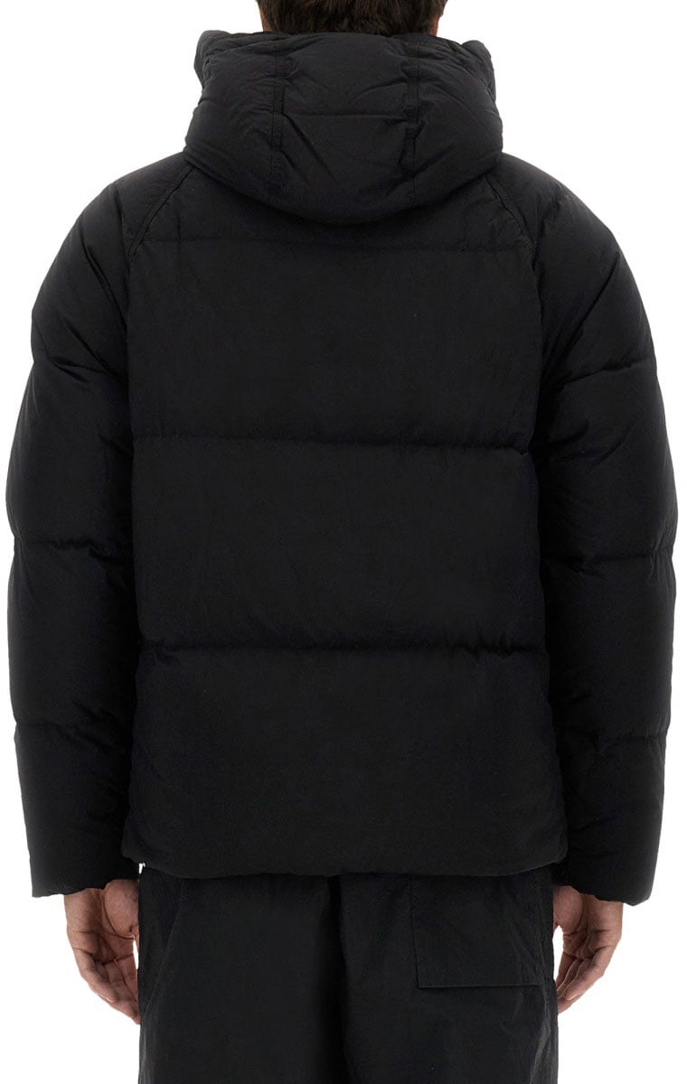 Ten C Puffer Down Jacket With High Collar And Hood Zwart