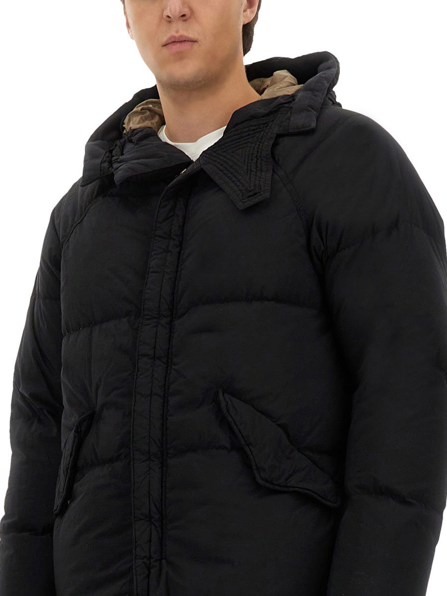 Ten C Puffer Down Jacket With High Collar And Hood Zwart