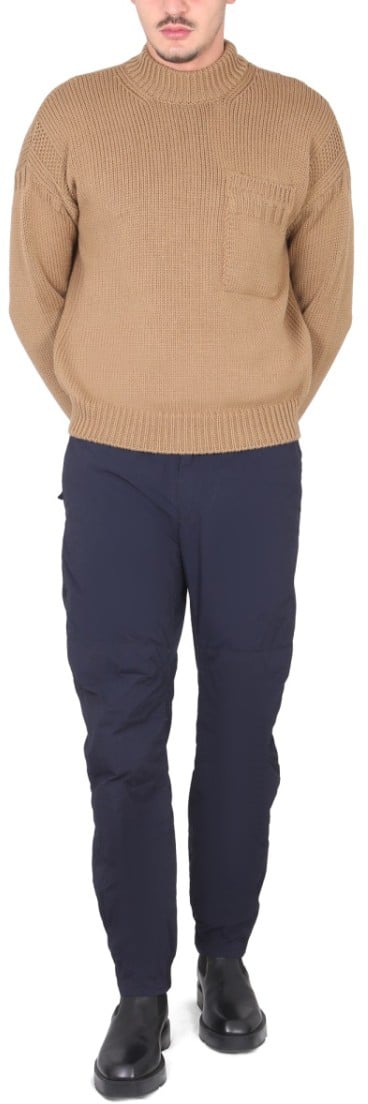 Ten C Textured Knit Turtleneck Shirt Neutraal