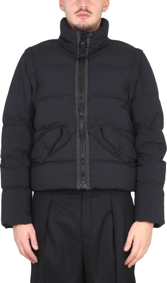 Ten C Down Jacket With Removable Sleeves Zwart