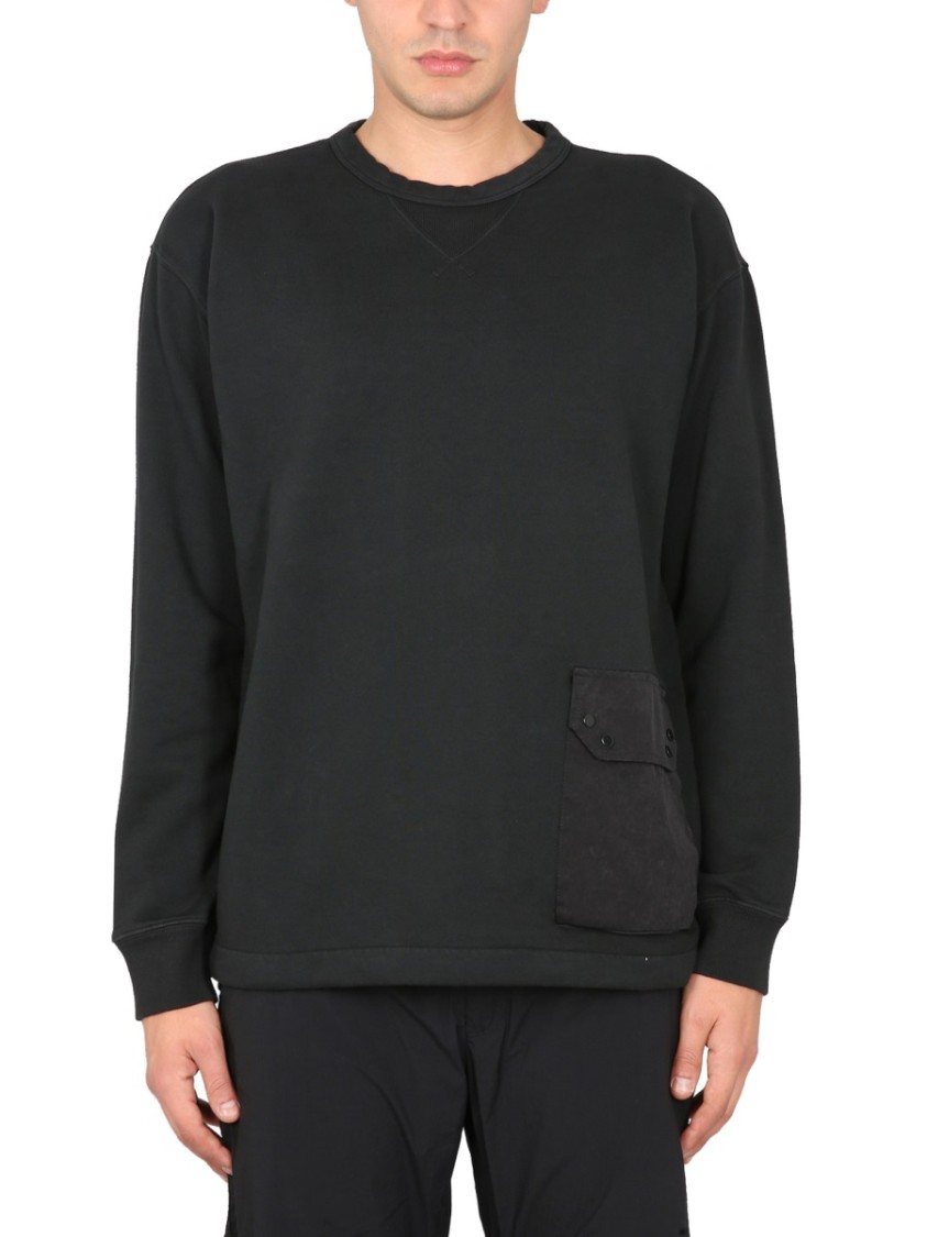 Ten C Relaxed Fit Black Cotton Sweatshirt Zwart
