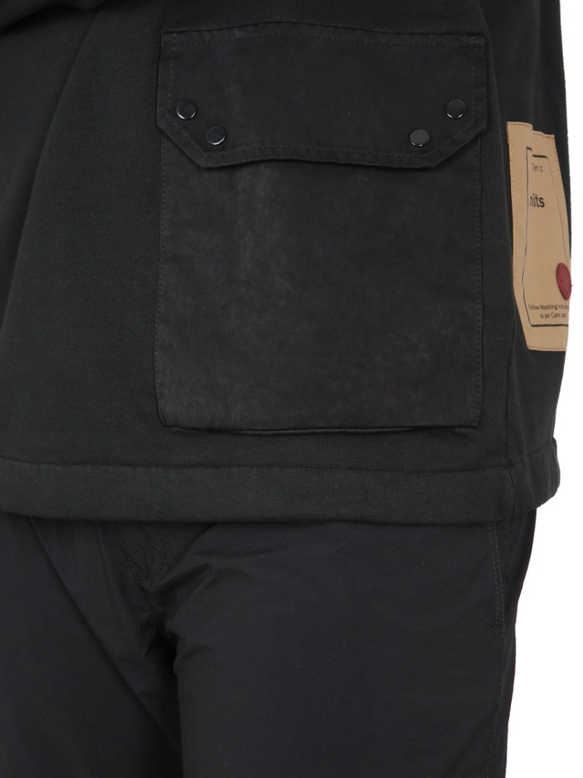 Ten C Relaxed Fit Black Cotton Sweatshirt Zwart